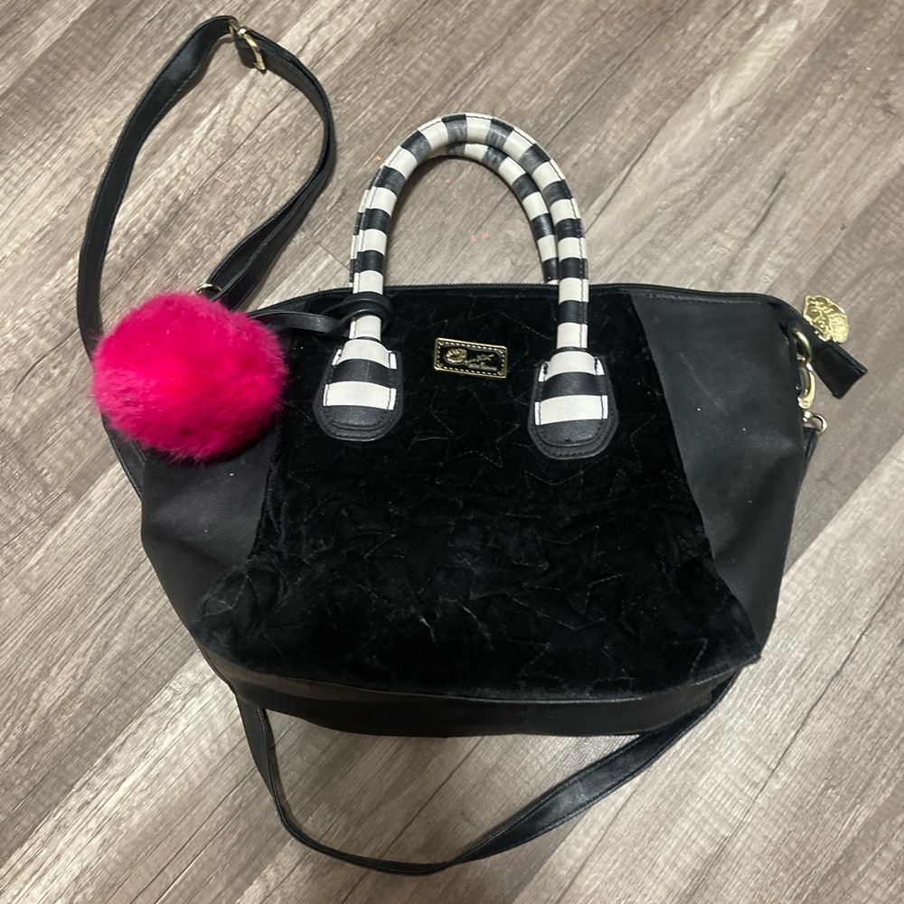 Betsey Johnson Black and Pink Shoulder Bag